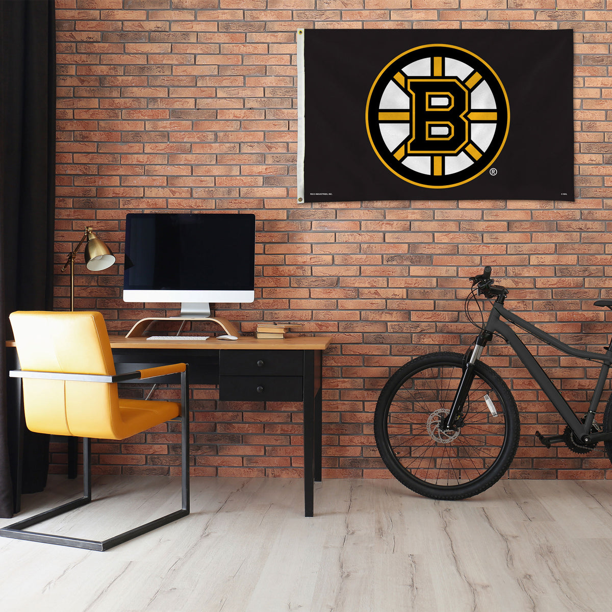 Boston Bruins Wood American Flag 