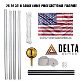 BUNDLE 25' or 30' Delta SECTIONAL SILVER (Pole, Light & Flash Collar)