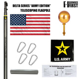 25' Delta TELESCOPING Flagpole ARMY Edition (Black)