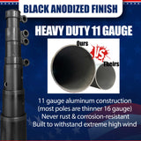 BUNDLE 25' Delta TELESCOPING Flagpole ARMY Edition (Black)  (Pole, Light & Flash Collar)