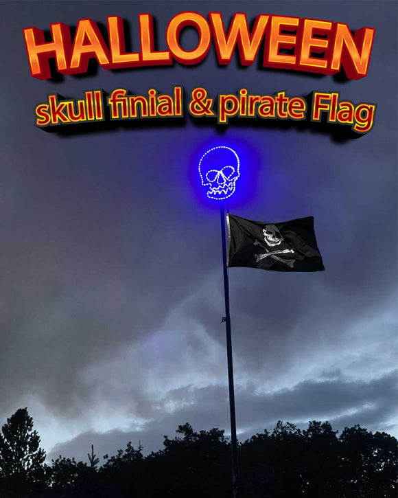 Halloween Skull Flagpole finial & Jolley Roger Flag