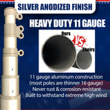 25' Delta TELESCOPING Flagpole NAVY Edition (Silver)