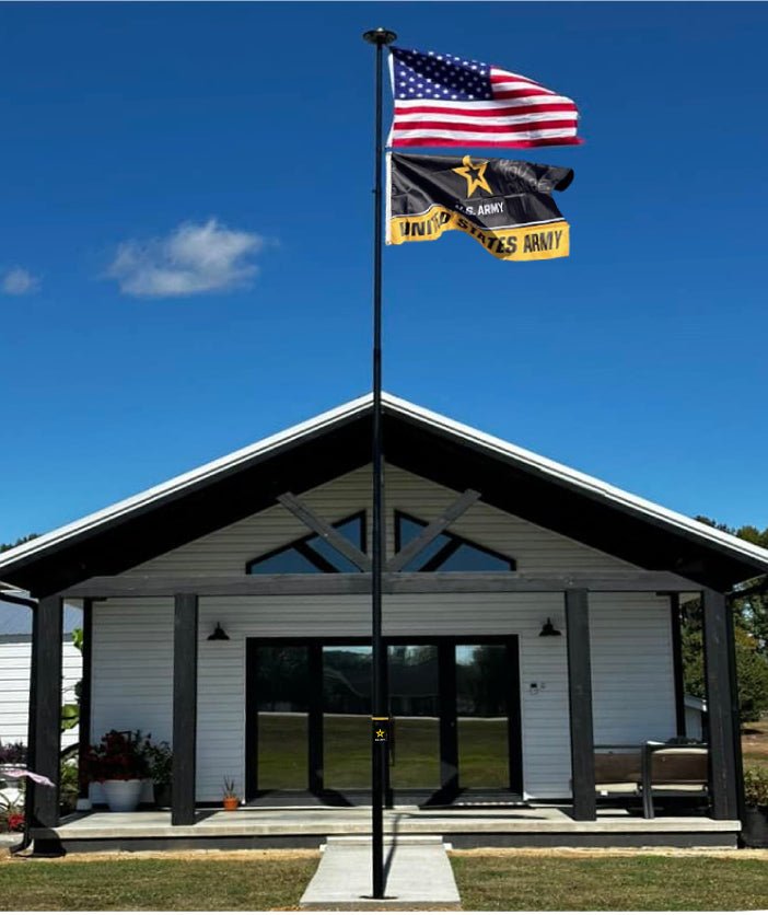 BUNDLE 25' Delta TELESCOPING Flagpole ARMY Edition (Black) (Pole, Ligh ...