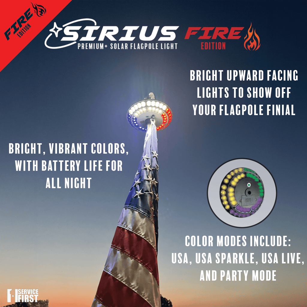 Sirius FIRE Solar Power Flagpole Light – Service First Products