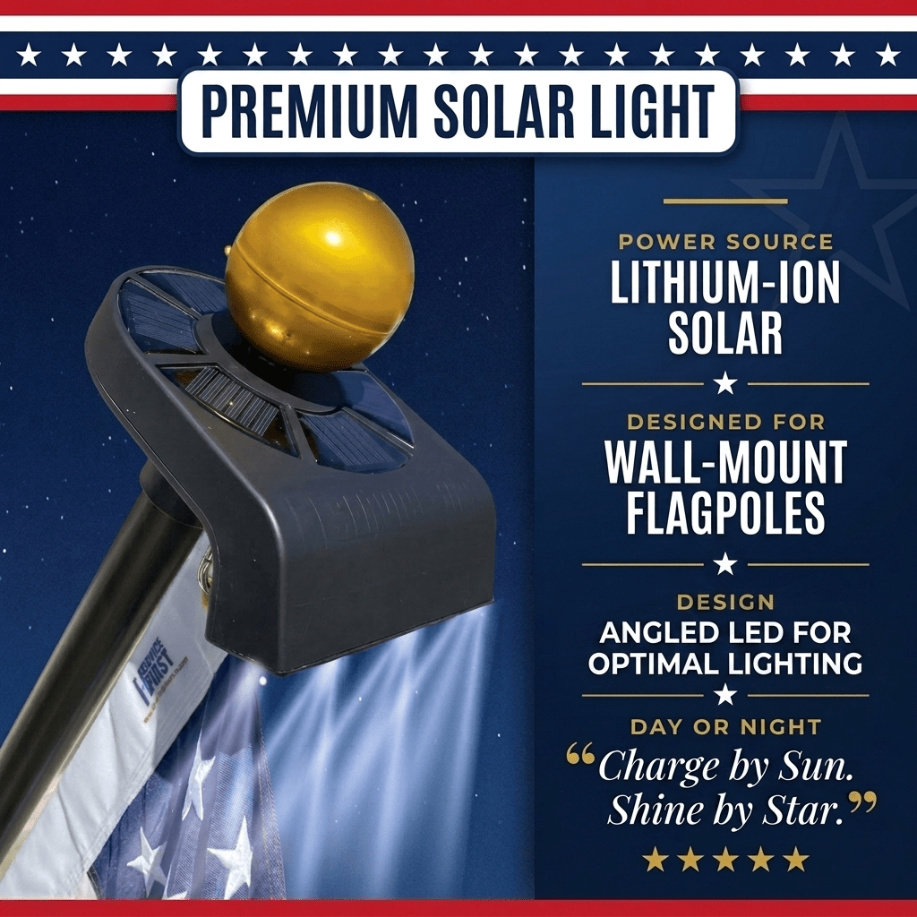 Wall Mount Flagpole Solar Power Light – Service First Products