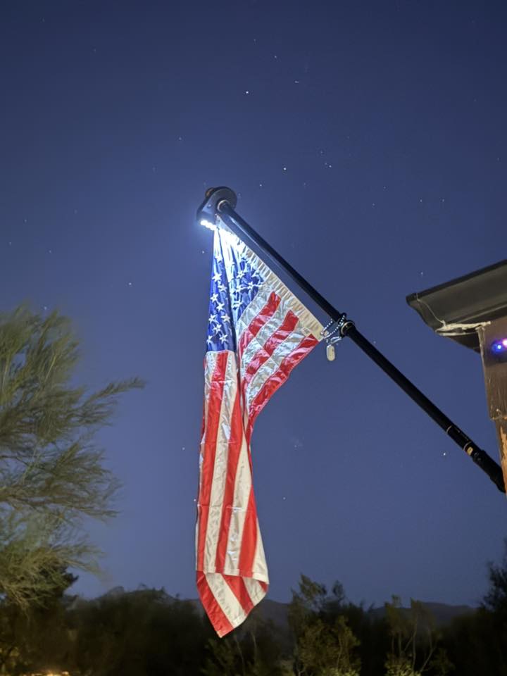 Wall-Mounted Flagpole with Solar Light – 6 ft Set – Service First Products