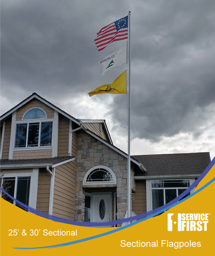 25' Delta SECTIONAL Flagpole (Silver)