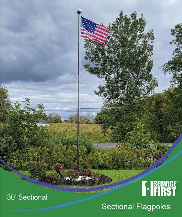 30' Delta SECTIONAL Flagpole Freedom Edition (Black) – Service First  Products