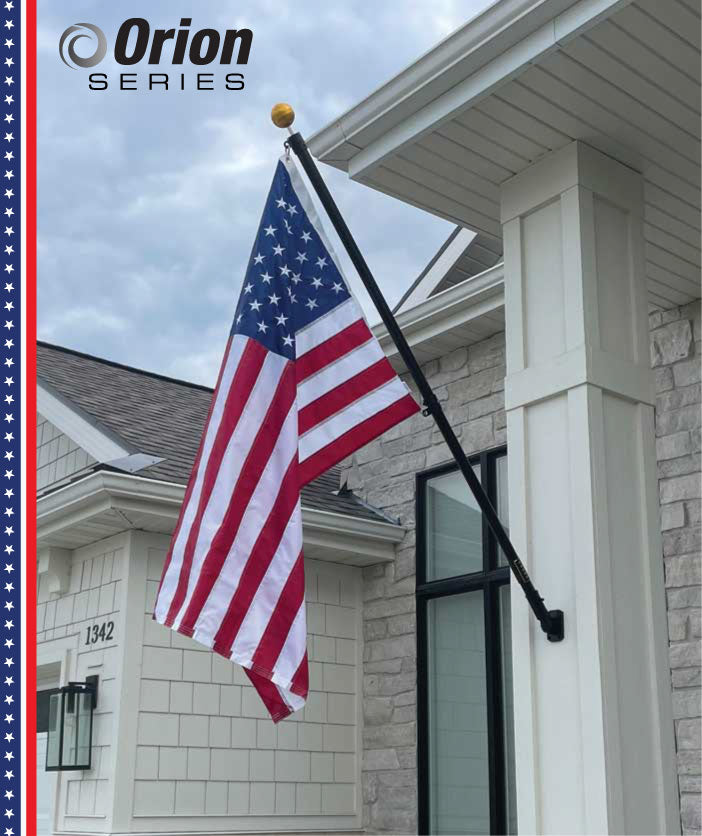 Orion 6' Premium Wall Mounted Flagpole with Solar Light - Black