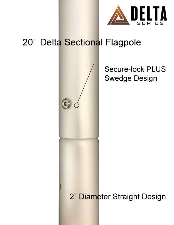 Service First 20 Foot Sectional Flagpole Kit - Silver Edition