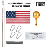 20' or 25' Delta TELESCOPING Flag pole (Silver)